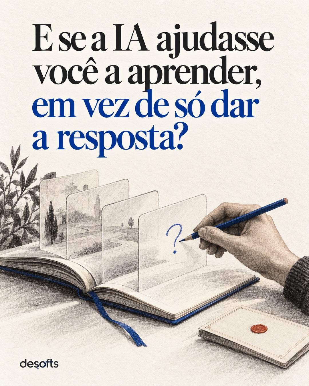 Ilustração editorial sobre OpenAI lança curso de IA para educadores em português e destaca o modo Estudo